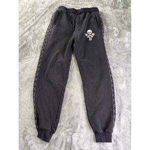 Paulies Nyc Stones and Roses Mens S Black Pants Elastic Drawstring Waist